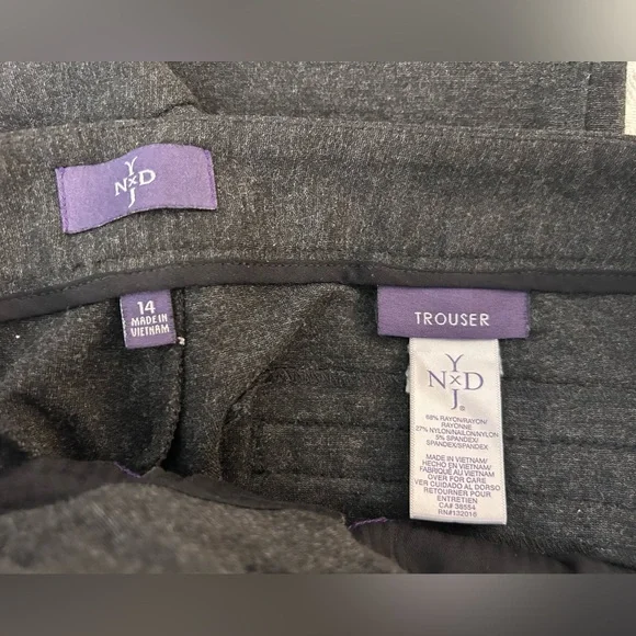 Not Your Daughters Jeans, NYDJ Charcoal Grey Trouser Pants, size 14 - Picture 5 of 5